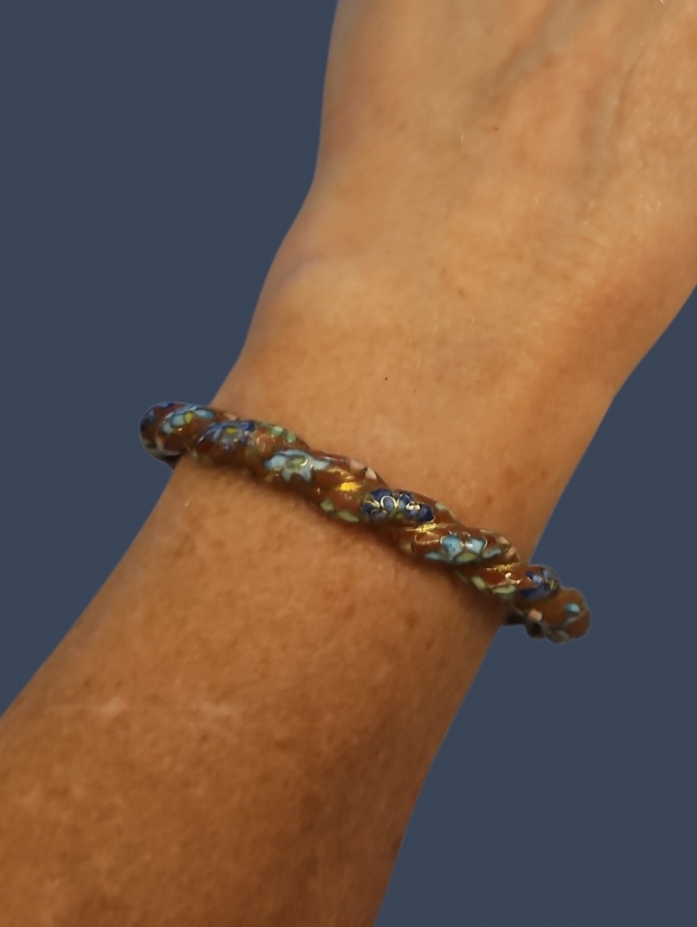 Vintage Twisted Floral Cloisonne Style Bracelet